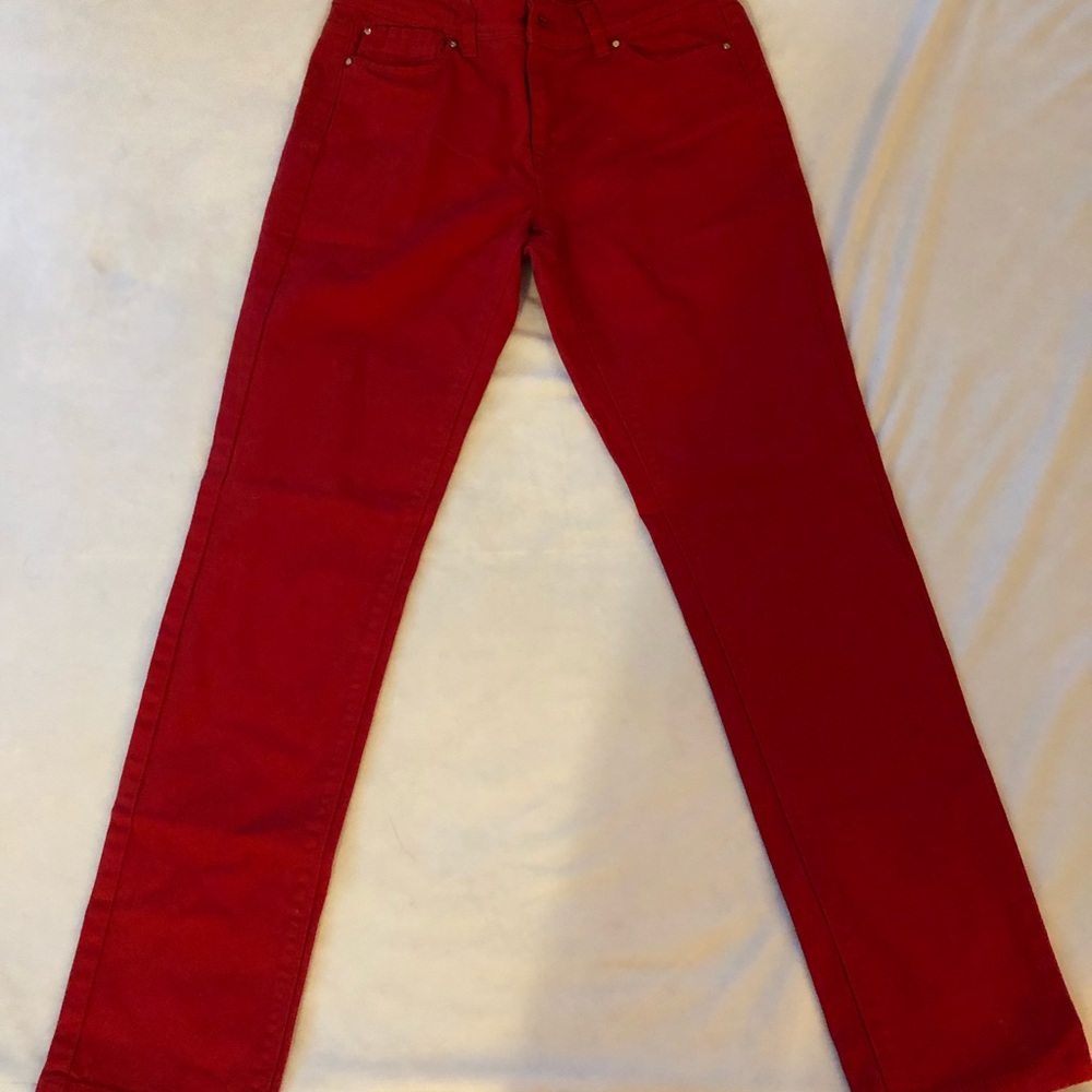 Red denim pants from White House Black Market